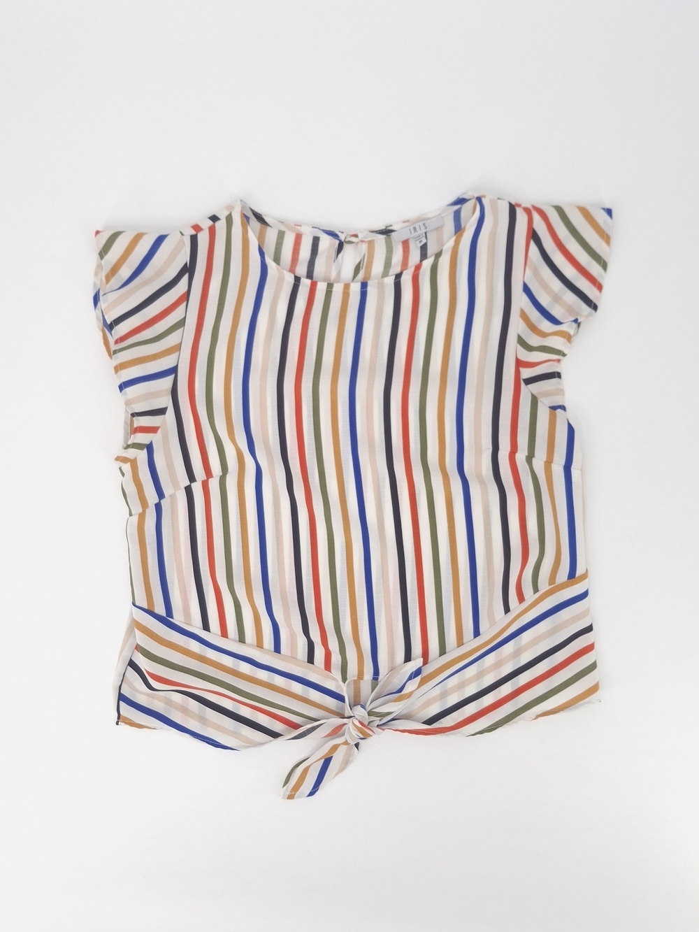 ✨Iris Multicolored Vertical Striped Tie-Waist Blouse Size M✨